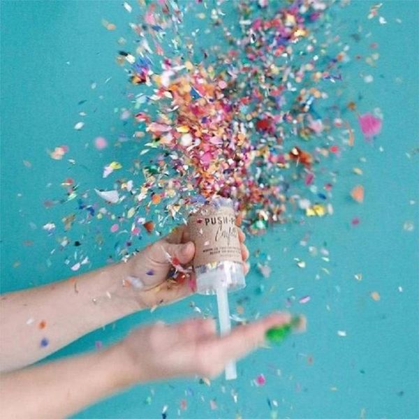 

party decoration push confetti poppers wedding happy birthday flower mini round gender reveal paper foil