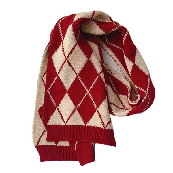 

kids scarves children scarf baby ring boys girls accessories autumn winter keep warm knitted wool plaid b8958, Red;brown