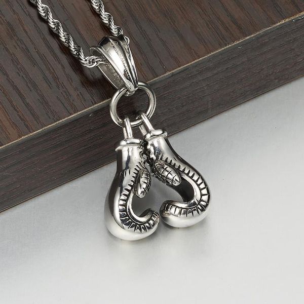 

pendant necklaces luxury mini boxing gloves present&necklace for men choker hiphop stainless steel chain cool necklace, Silver