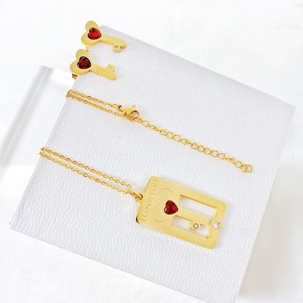 

earrings & necklace stainless steel jewelry set valentine's day gift, Silver