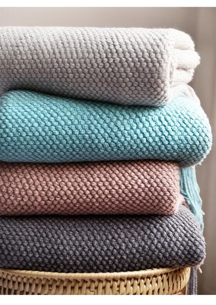 

blankets nordic style morandi thickened knitted blanket multi purpose corn grain pattern casual comfy warm throw for bed sofa and travel