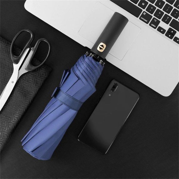 

umbrellas inverted folding windproof travel umbrella reverse rainproof compact sturdy 10 ribs auto open / close with leather case