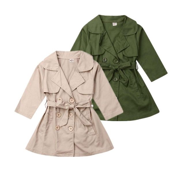 

new autumn winter girls long trench coat double breasted quilted button up kids fashion jackets with belt children costumes, Blue;gray