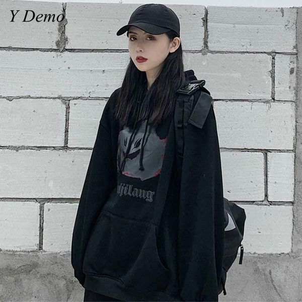 

women's hoodies & sweatshirts harajuku loose women printing doodle casual hoodie, Black