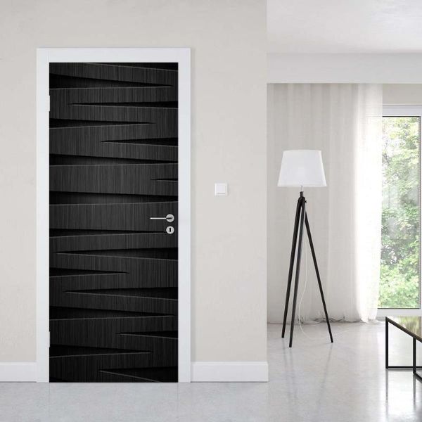 

wall stickers creative door sticker black wooden gate for living room bedroom pvc self adhesive wallpaper waterproof re