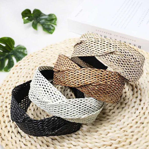 

braided headband rattan sweet forest wide edge net red ornament, Black;brown