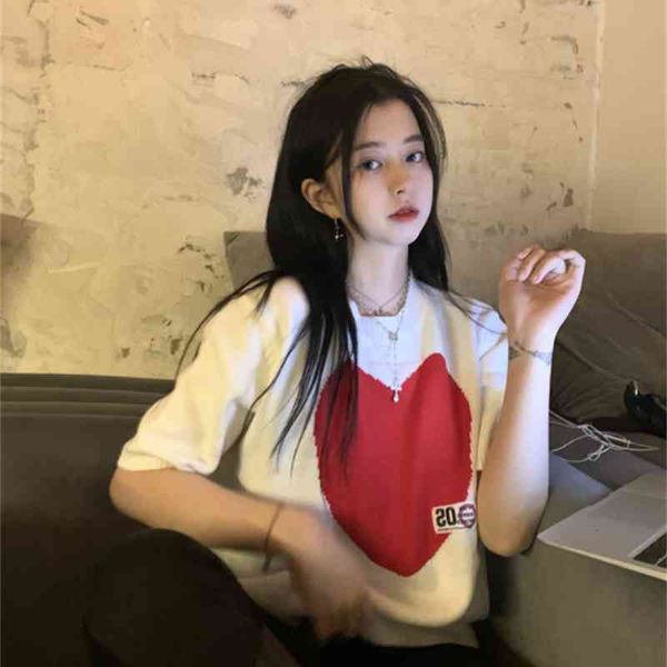 

women's t-shirt 2021 knit canale new summer t shirt women elasticity oversized woman clothes female short sleeve love cjdw, White