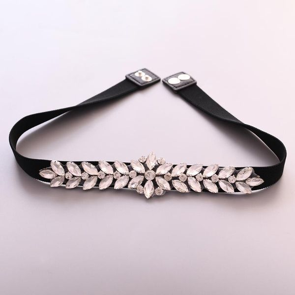 

wedding sashes handmade stunning rhinestone elastic belt dress crystal gem black waistband fur coats prom belts for women, White
