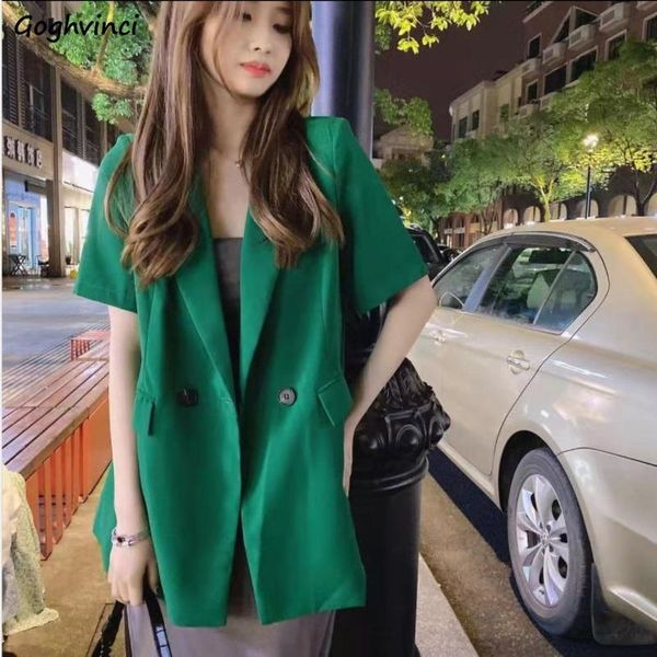 

women's suits & blazers women notched loose lazy leisure streetwear all-match short sleeve solid plain female clothing summer breathabl, White;black