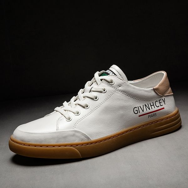 

dress shoes genuine leather men casual male footwear fashion luxury white mens cow sneakers 0lpf, Black