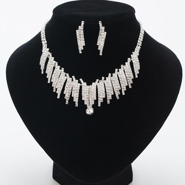 

earrings & necklace yfjewe big rhinestone wedding gift wholesale set for party selling fashion jewelry sets women n335, Silver