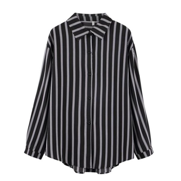 

women's blouses & shirts loose strip blouse women 2021 spring and plus size lady shirt office long sleeve black white bottoming aiy