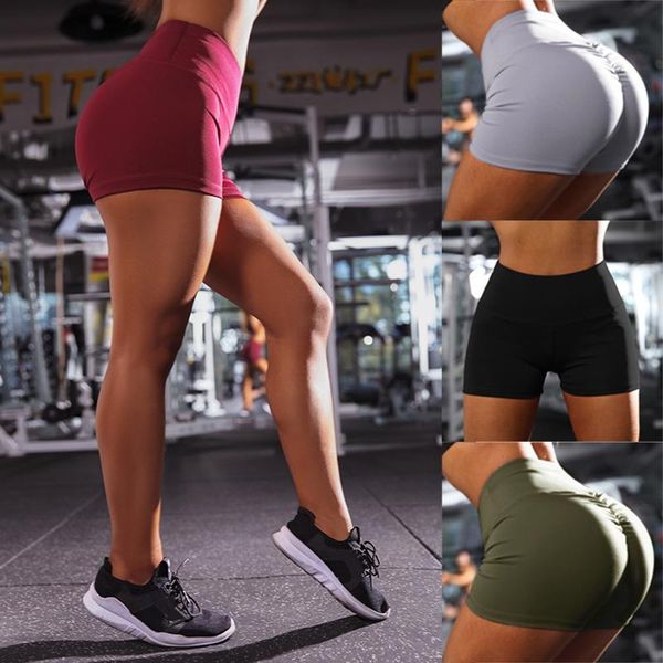 

yoga outfit women sports shorts wear fitness short pants skinny female clothing solid color elastic push up gym breathable flex