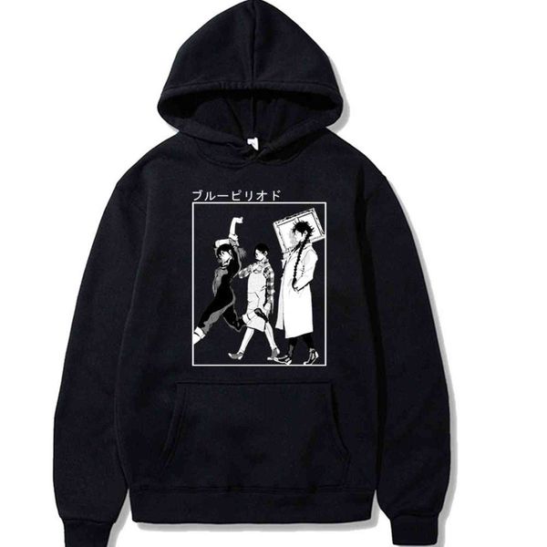 

janpanese anime blue period hoodies fashion men women long sleeve streetswear hoodie y1109, Black