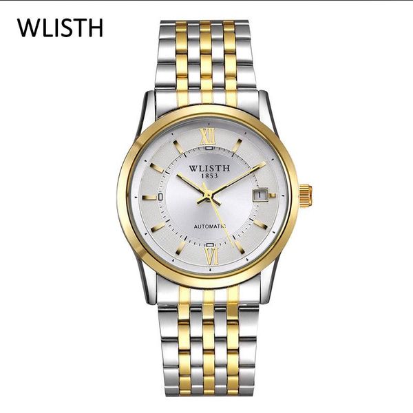 

men automatic mechanical wrist watches vintage gold waterproof sports clock business stainless steel watch wach wristwatche wristwatches, Slivery;brown