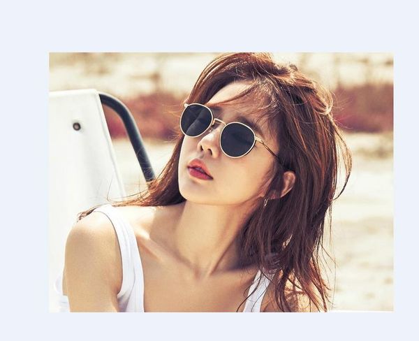 

korean polarized sunglasses liu renna same sunglasses female round frame retro trendy fake kim taeyeon mo su, White;black