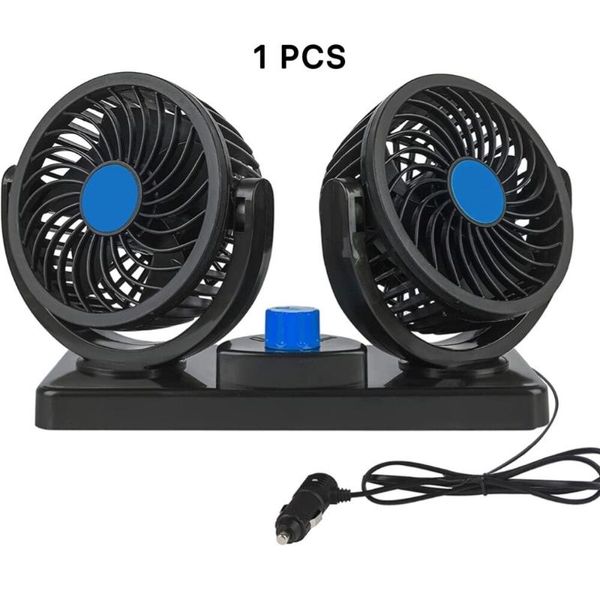 

car sponge 1 pcs vehicle mounted fan 12v-24v general purpose, double head automobile cooling 360 Â° adjustable for weak and strong wind