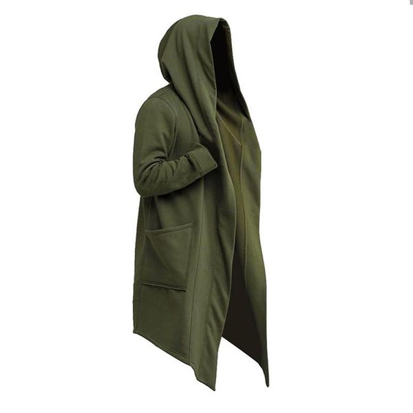

men's wool & blends mantle cloak casual pocket hooded stitch coat cape men loose sweatshirts open long solid women sti, Black