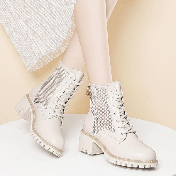 

net red summer thin breathable british fashion cool hollow sandals boots, Black