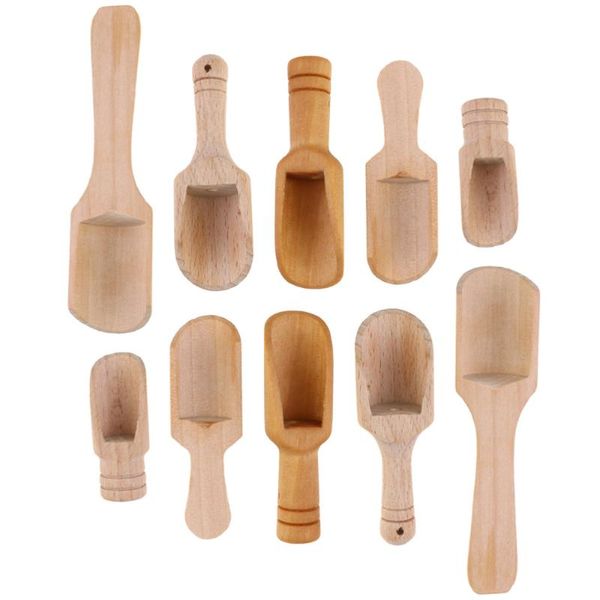

10pcs wooden salt spoon small wood tea scoop seasoning spoons