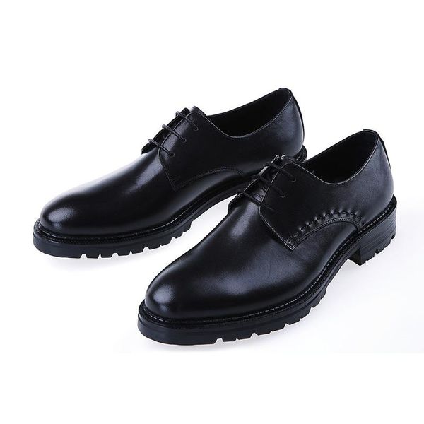 

dress shoes leather black launched thick bottom lace-up low cowhide formal wear business wedding banquet men's