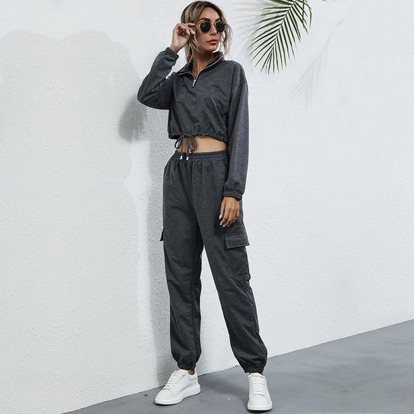 

women sports suit fashion short pullovers and long sports pants sets for female spring autumn hoodie suits 210524, White
