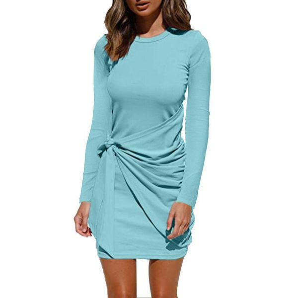 

casual dresses solid plunged o-neck sheath dress autumn bodycon women office lady night club black outwear robe 2xl size g2853, Black;gray