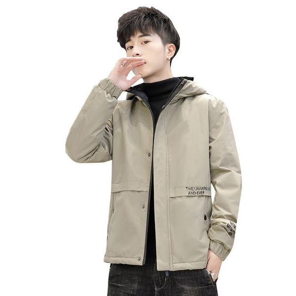 

men's jackets jacket warm and windproof 2021 trend winter plus fleece korean youth, Black;brown