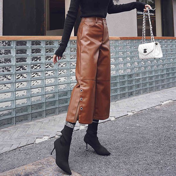 

shorts british style women's pu leather motorcycle loose mid-waist side split trouser casual straight wide leg pants plus, White;black