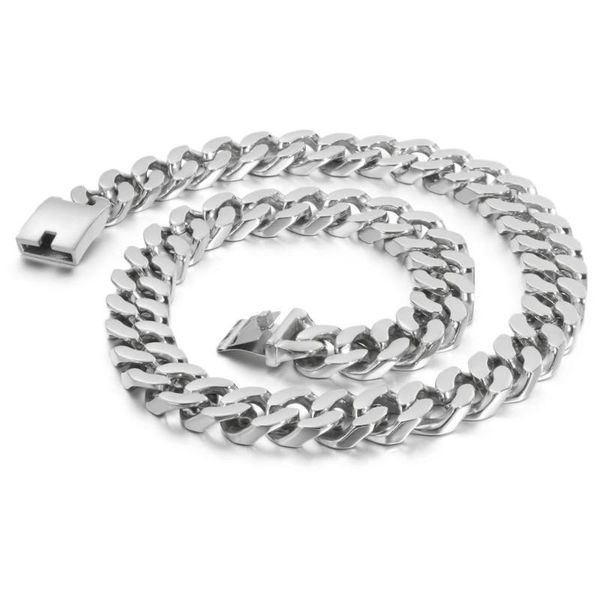 

chains 20mm width mens heavy cuban curb link chain necklace hiphop classic goldtone 316l stainles steel friends jewelry, Silver