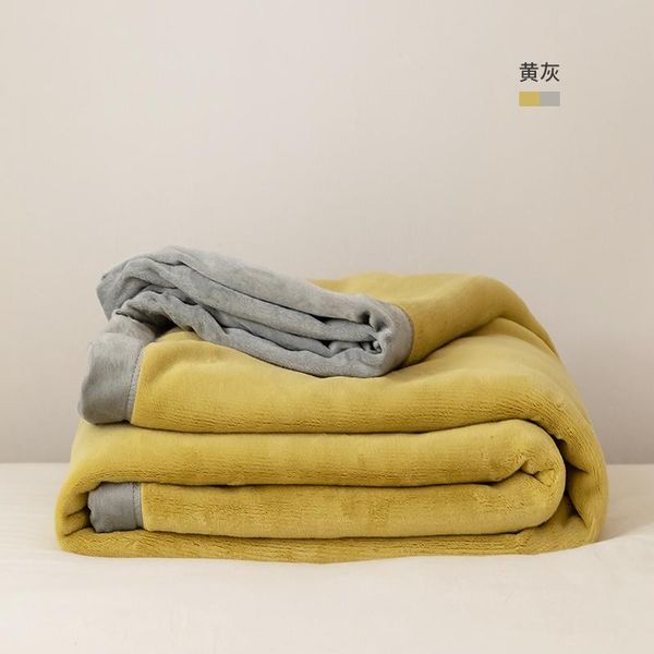 

blankets fashion thicken blanket solid yellow color washable simplicity coral fleece couverture polaire home decoration di50tz