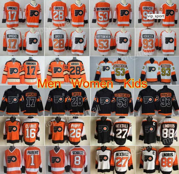 

philadelphia flyers 53 shayne gostisbehere jersey hockey wayne simmonds claude giroux jakub voracek ivan provorov konecny eric lindros, Black