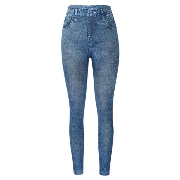 

women's leggings fashionable soft polyester explosions of solid color imitation denim ankle-length, Black