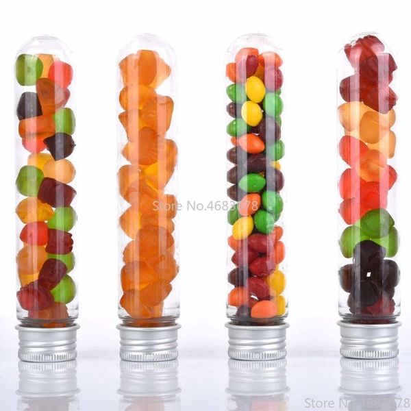 

lab supplies 25pcs 40ml excellent plastic transparent test tubes with aluminum cap bottles 25x140mm school equipments