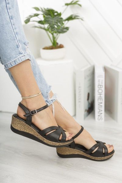 

sandals madison summery filler buckled woman, Black