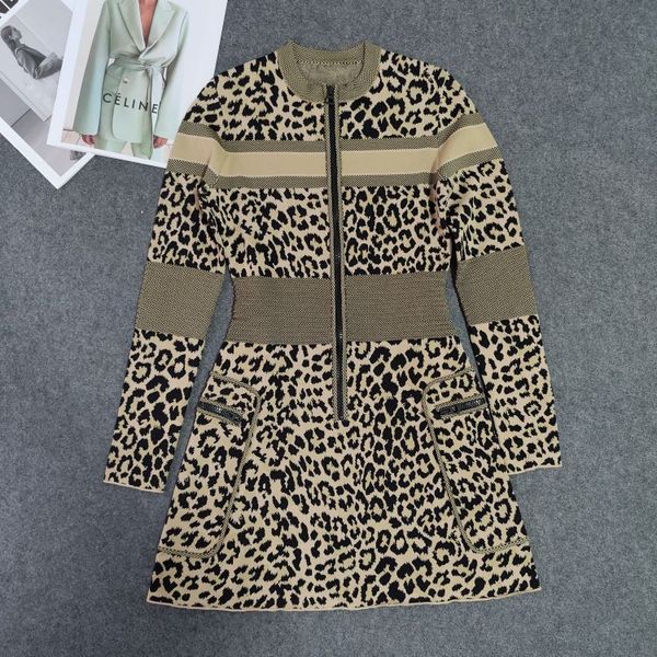 

hoodies d family 21 early autumn leopard jacquard waist dress, Black