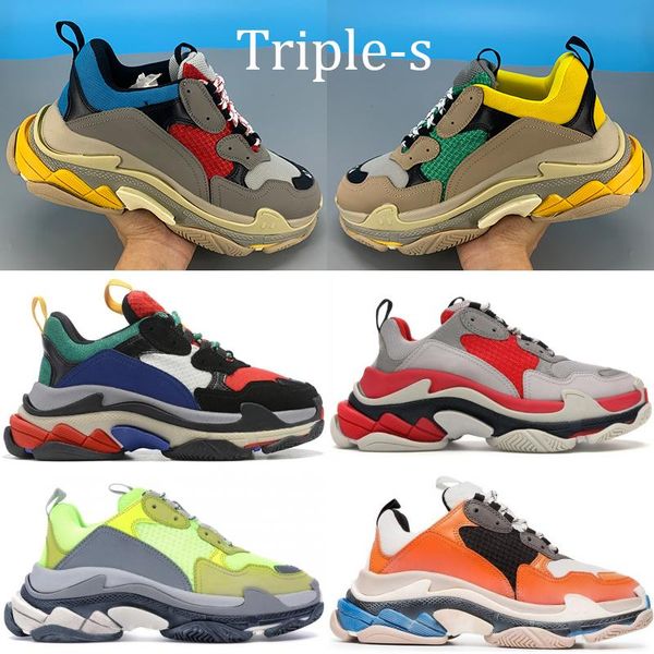 

nice paris dad shoes triple s men women shoes beige green yellow grey red blue cream yellow platform dad shoes triple-s running sneakers, Black