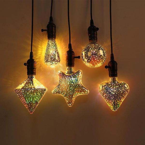 

bulbs creative christmas light bulb e27 scoket 3d colorful firework decor led third dimension home party art edison