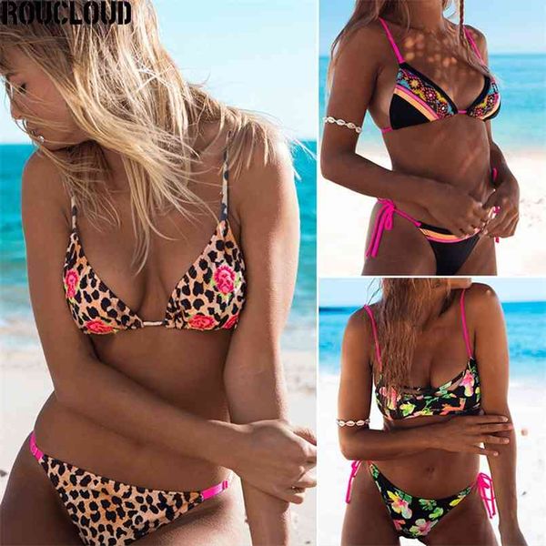 

bikini print swimsuit swimwear women brazilian beach bathing suit push up cross bandage biquini female 210722, White;black