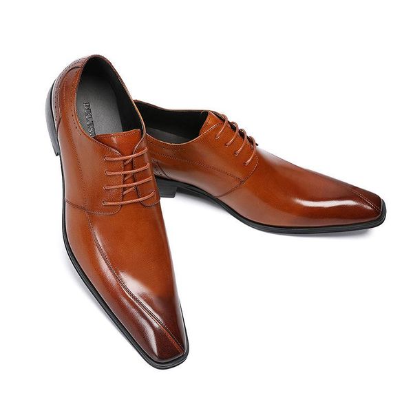 

dress shoes men formal genuine leather business casual office luxury male breathable oxfords, Black