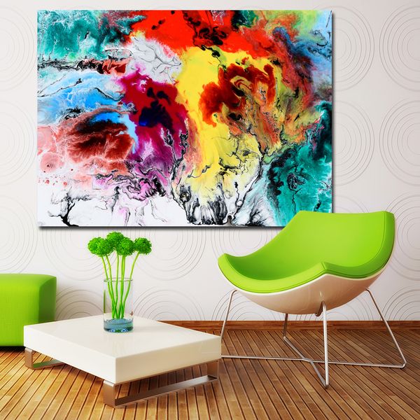 Abstrakte Kunst, Malerei, Aquarell, Wandbilder für Wohnzimmer, Heimdekoration, bunte Kunst, Leinwanddruck, Dekor, ohne Rahmen