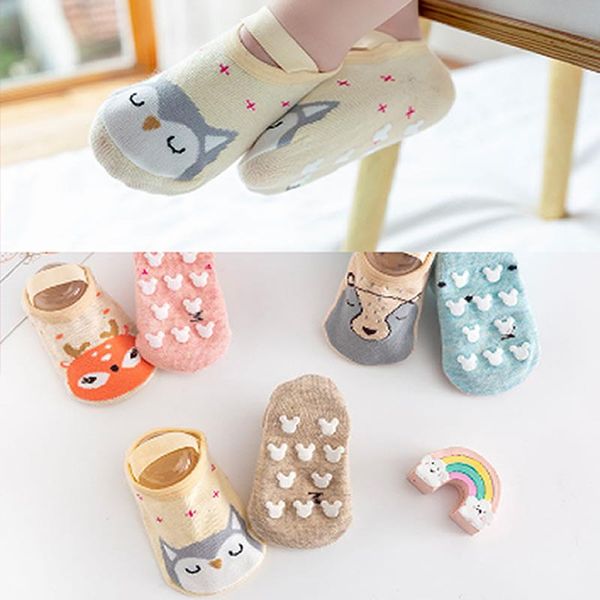 

socks cotton baby boy girl floor cartoon children animal spring and summer autumn, Pink;yellow