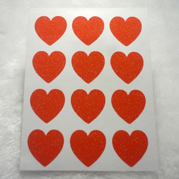 

19mm/0.75inch - red glitter heart stickers for envelope seals gift wrap