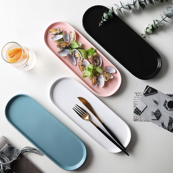 

dishes & plates nordic ceramic long plate household western rectangular sushi snack tableware dinner