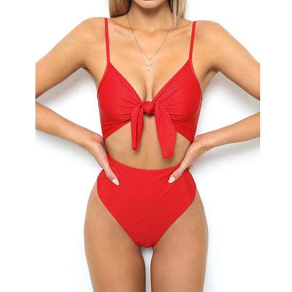 

one-piece suits 2021 summer swimwear women sling backless one piece slim swimsuit multi-choice solid bathing bikini padded beachwear
