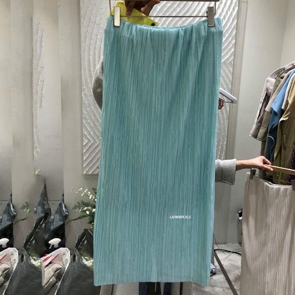 

skirts white black korean pleated skirt women 2021 summer style stretch lake blue a-line causal straight