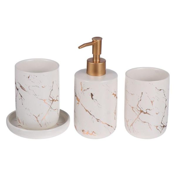 

bath accessory set 4pcs ceramic cup soap dish lotion dispenser bathroom