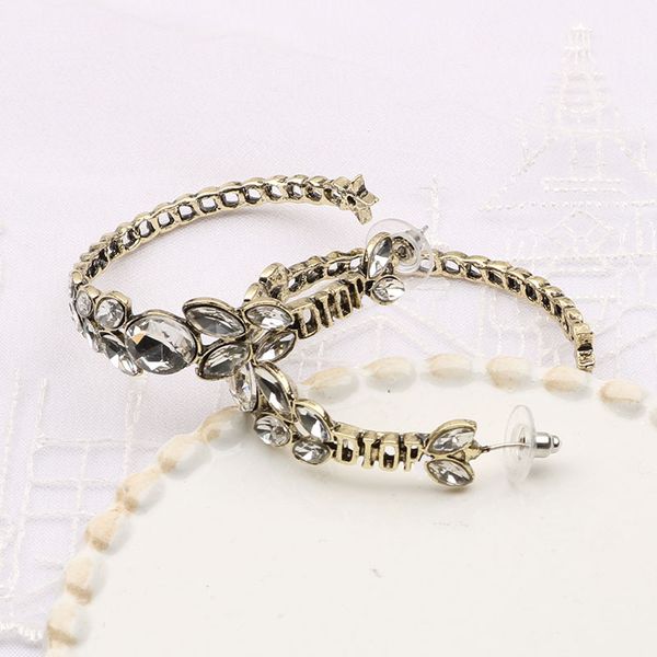 

new light luxury super flash eye drill spike female letters fashion versatile earrings, Silver