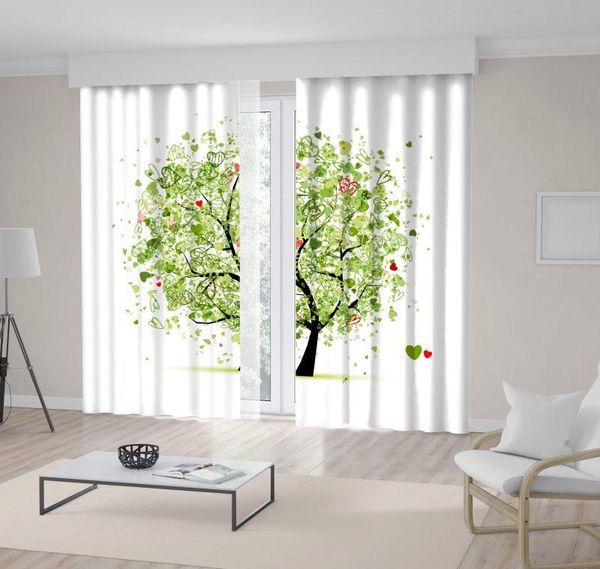 

curtain & drapes heart shaped leaves love tree nature life joyful decorative fun artwork printed green black