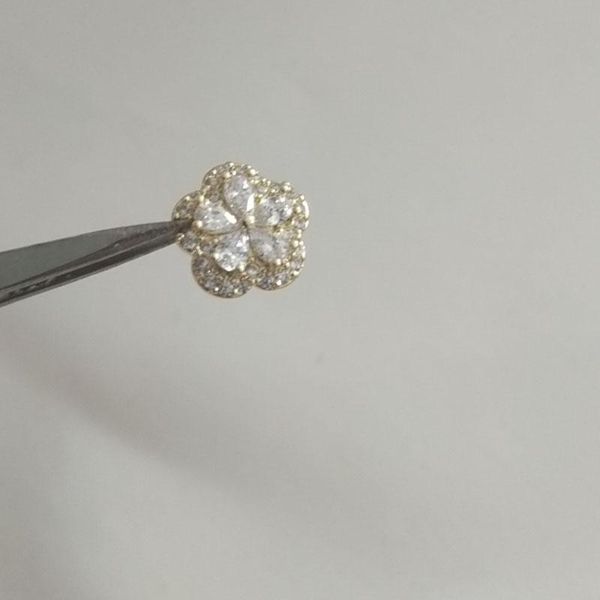 

nail art decorations 10pcs charm, zircon flower clear rhinestone 9.5mm jewelry decoration 3type luxury crystal rhinestones for nail,, Silver;gold